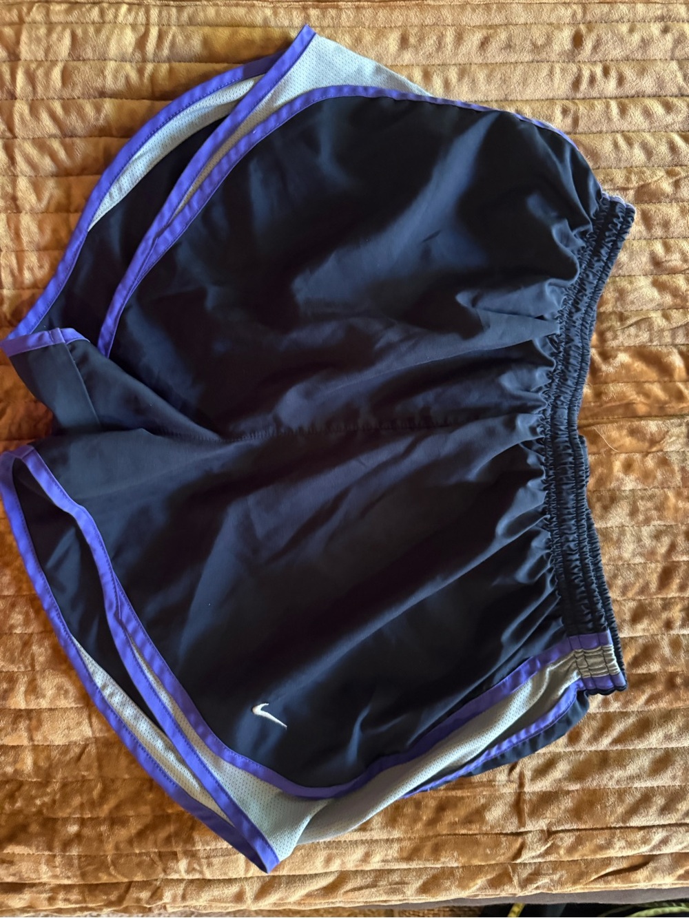 Nike Black Athletic Shorts with Purple Trim